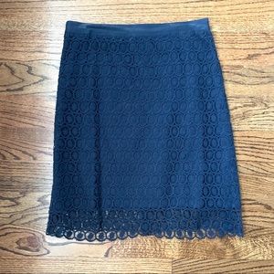 LOFT Navy Lace Pencil Skirt
